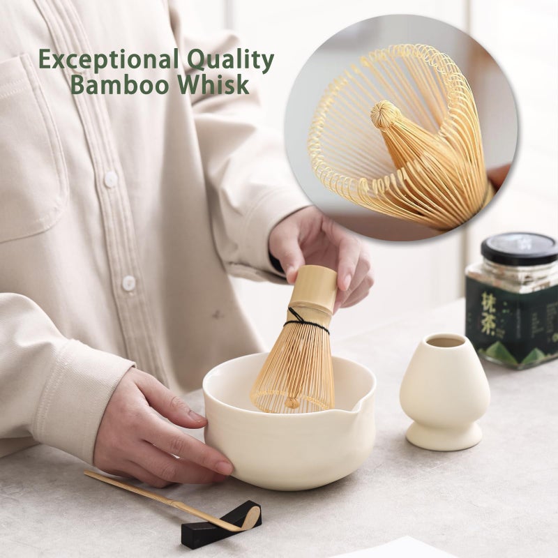 Ochcahser Matcha Set  Japanese Tea Set Includes Matcha Bowl with Spout  Matcha Whisk Holder (chasen)  Bamboo Matcha Whisk and Bamboo Scoop  Ceramic Matcha Kit for Tea Lovers - Image 2